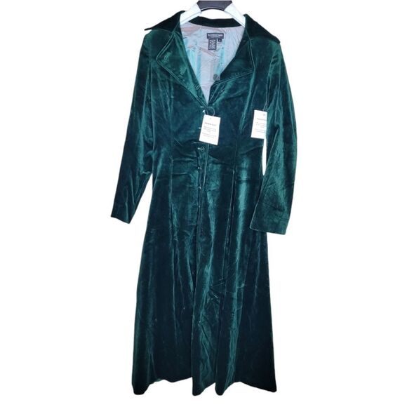 NEW Vintage J Peterman emerald green velvet statement long coat jacket 4 - Picture 12 of 13